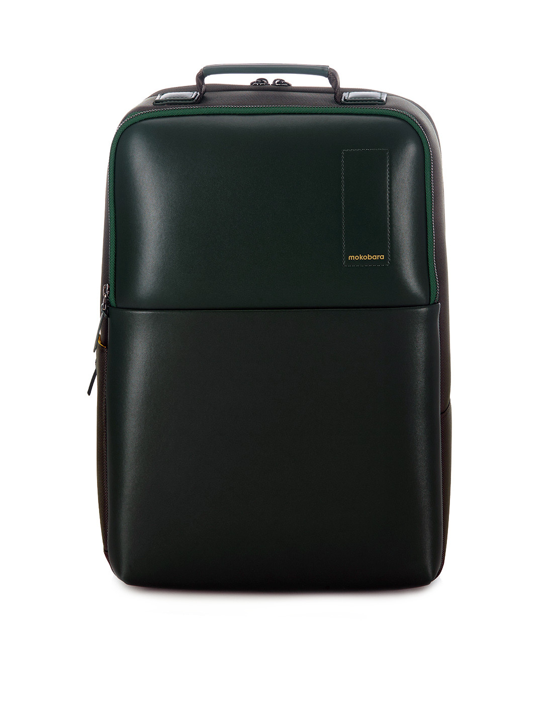 MOKOBARA Unisex Green & Grey Solid Synthetic Leather Backpack