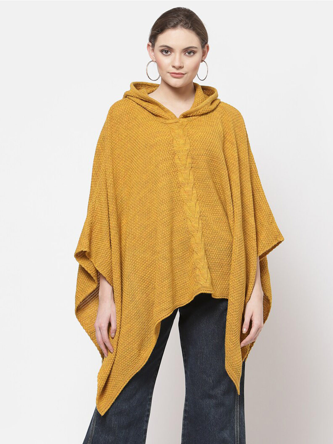 513 Women Yellow Longline Poncho