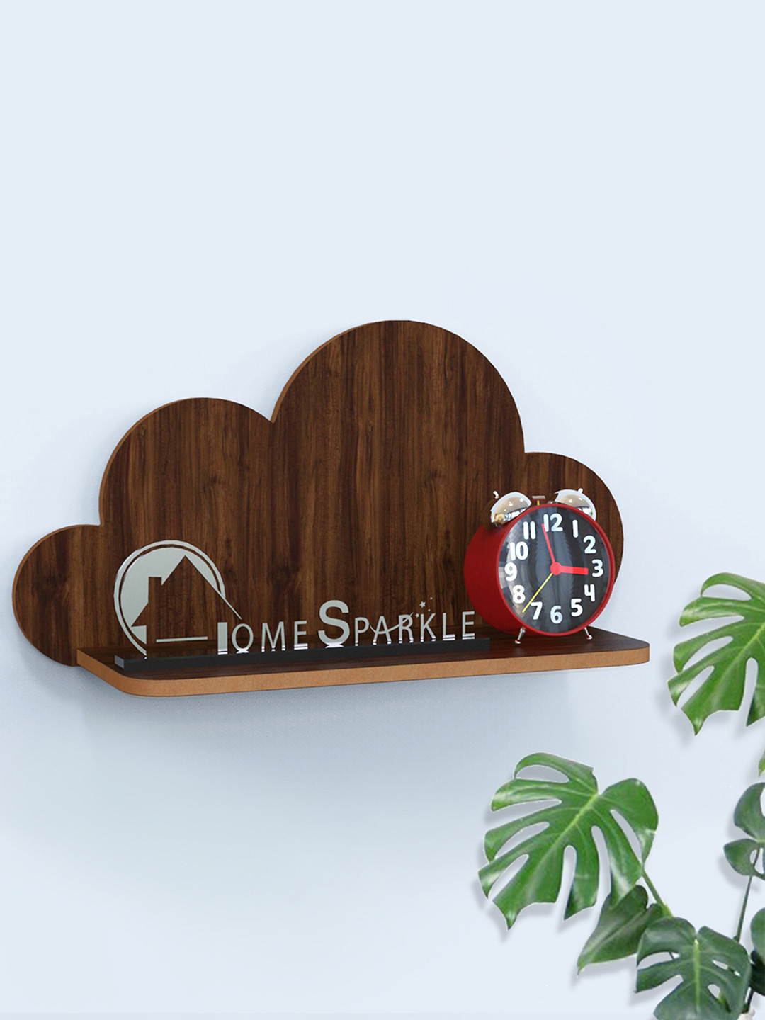 Home Sparkle Brown Solid Cloud Shape Wall Shelf