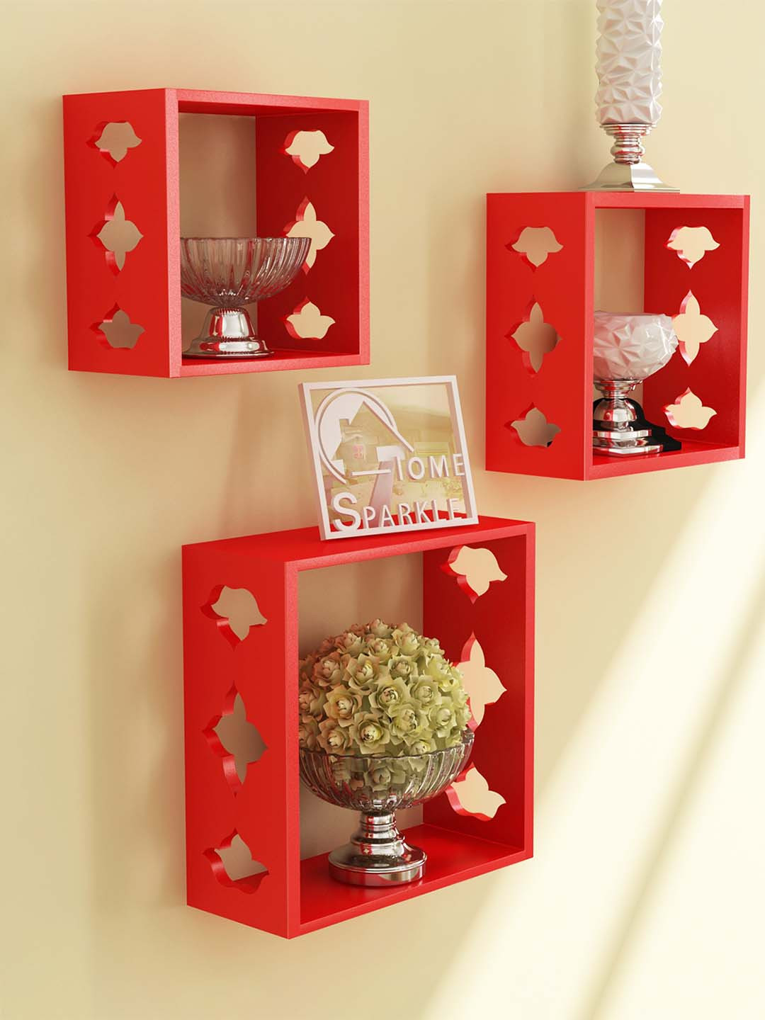 Home Sparkle Red Wall Shelves