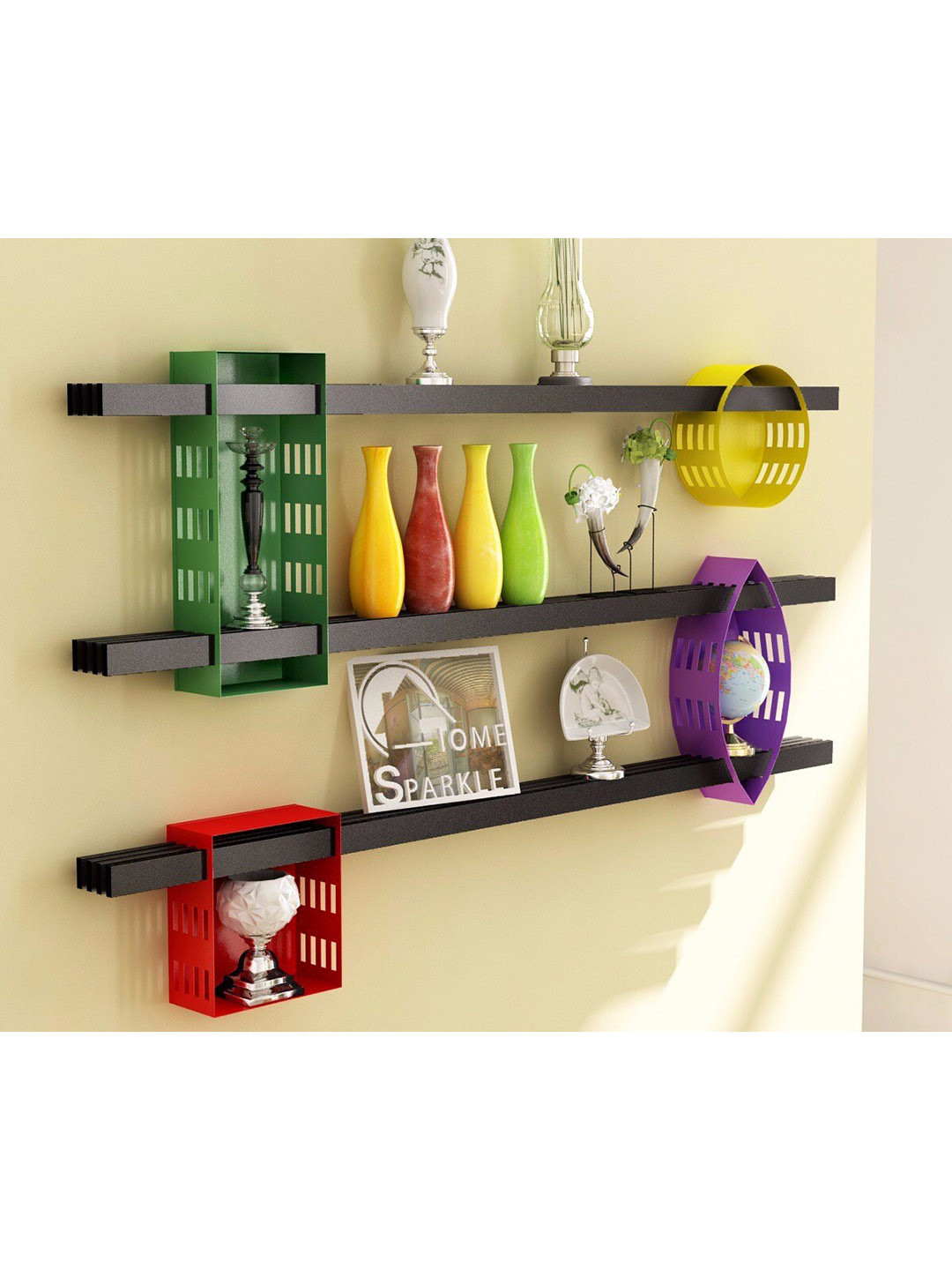 Home Sparkle Brown DIY Cubic Wall Shelves