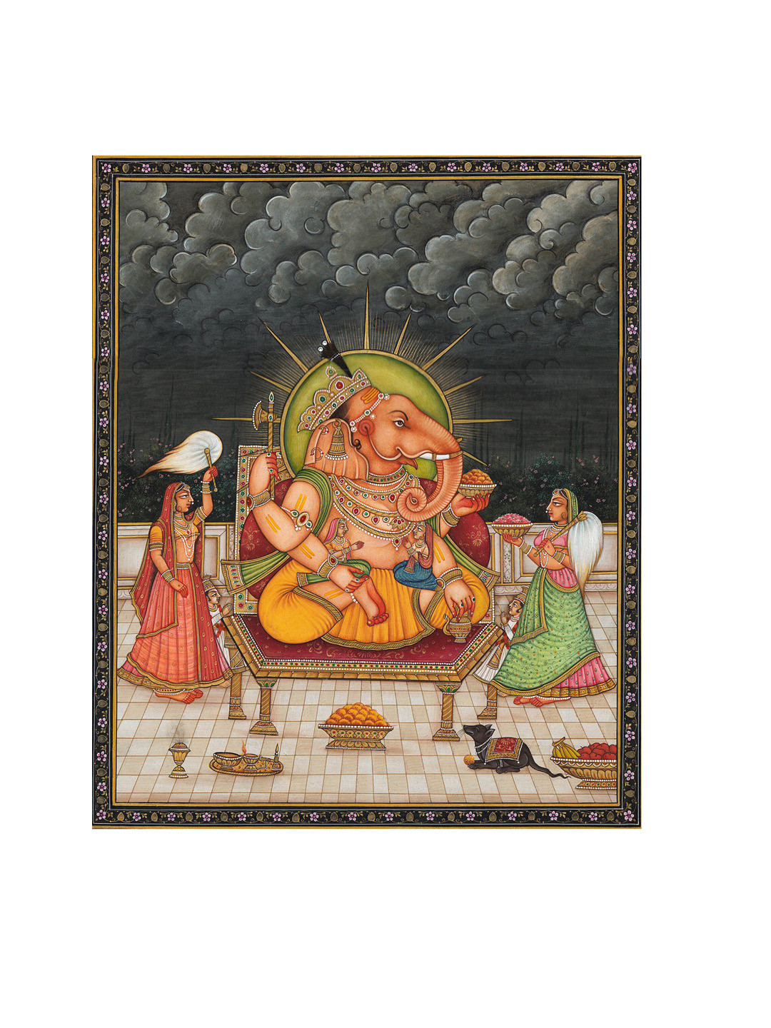 Exotic India Lakshmi Ganapati Water Color Paper Painting