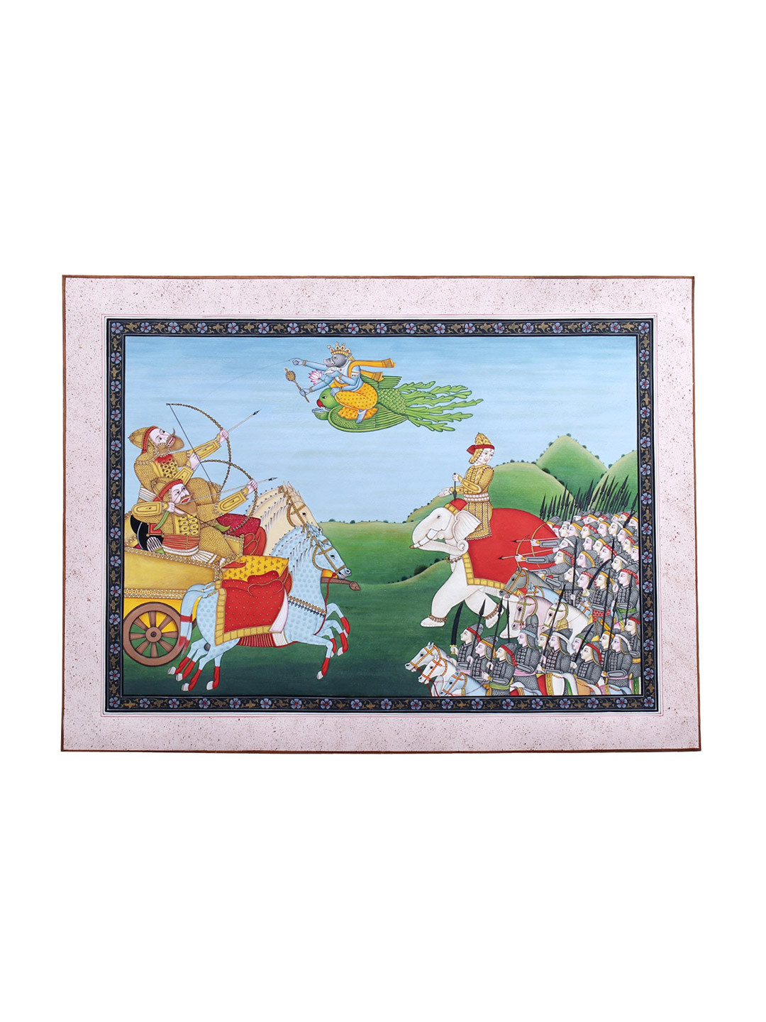 Exotic India Green Lord Varaha Avatara Of Vishnu Painted Wall Art