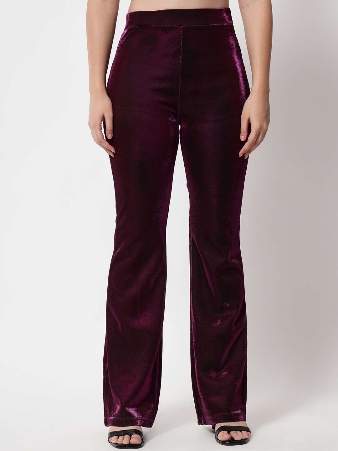 Orchid Blues Women Fuchsia High-Rise Shimmer Trouser