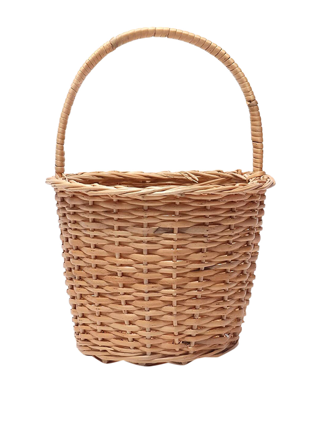 HABERE INDIA Brown Handcrafted Bamboo Wicker Bucket Basket