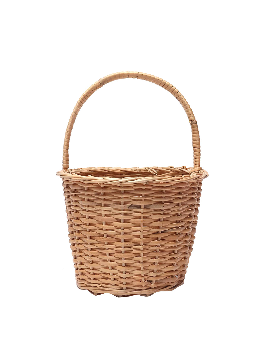 HABERE INDIA Brown Handcrafted Bamboo Wicker Bucket Basket