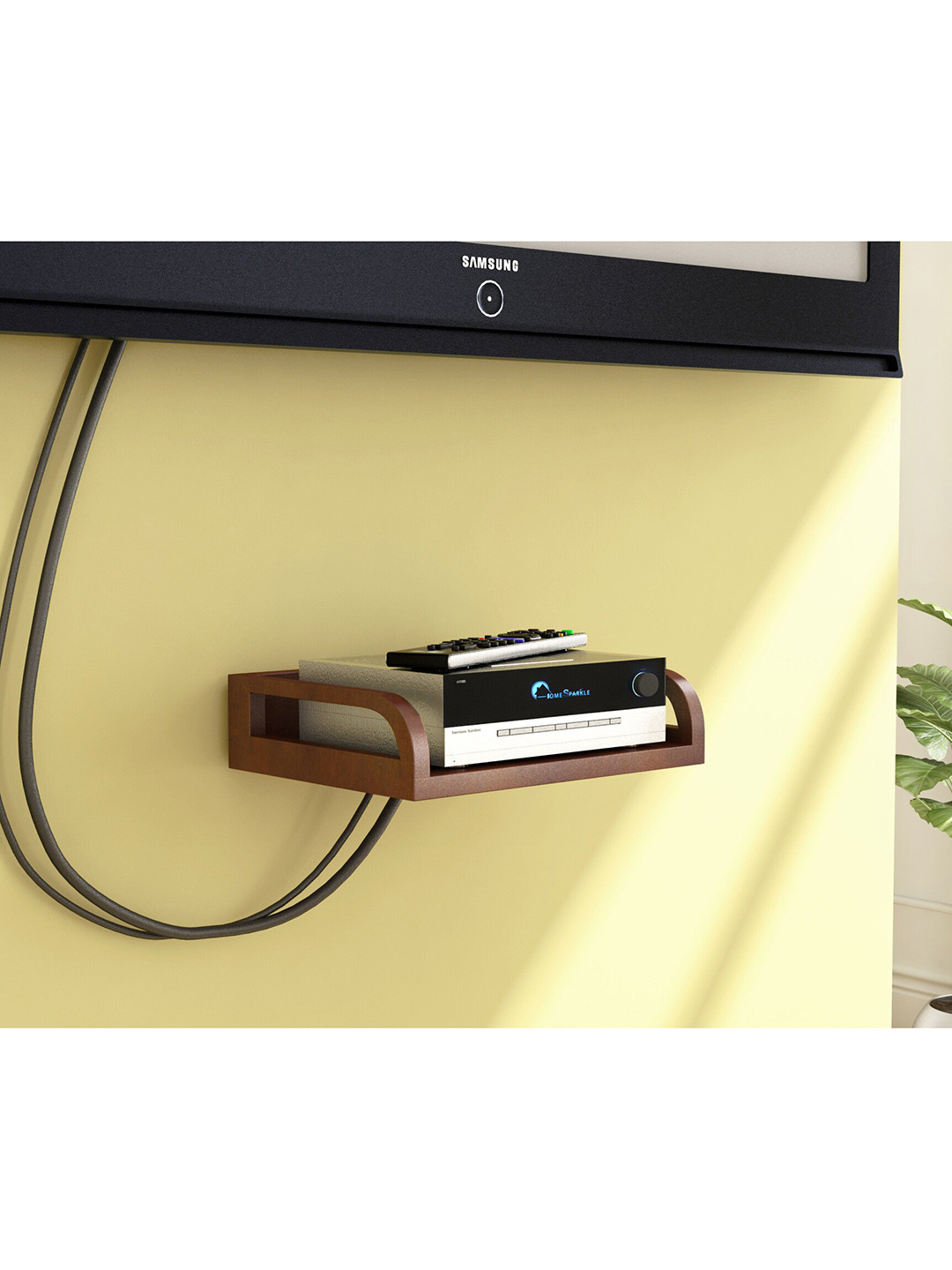 Home Sparkle Brown MDF Carved Set Top Box Holder