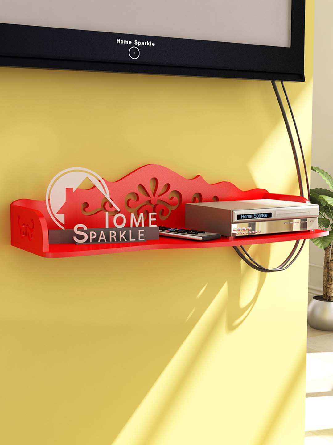 Home Sparkle Red MDF Basic Wall Shelves