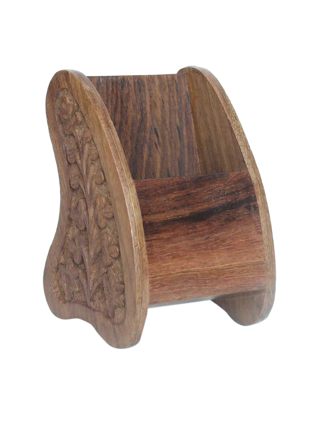 Home Sparkle Brown Solid Wooden Mobile Holder