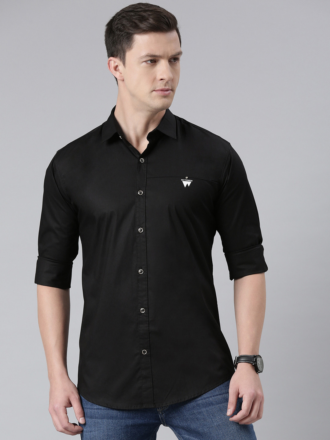 DEZANO Men Black Pure Cotton Comfort Fit Casual Shirt