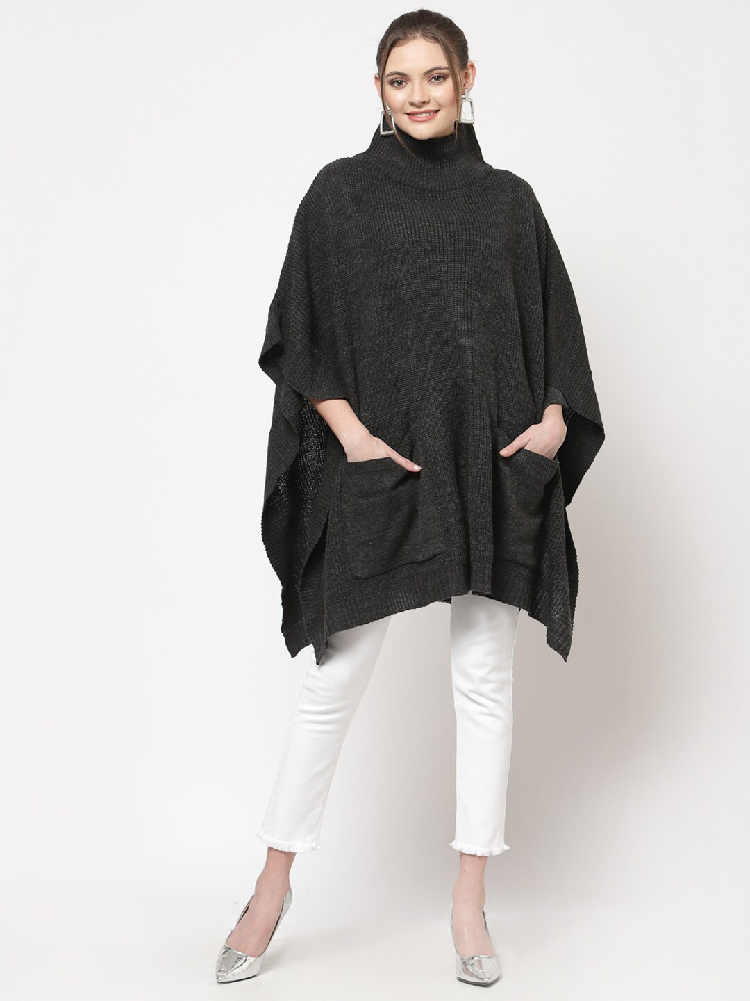 513 Women Charcoal Longline Shrug