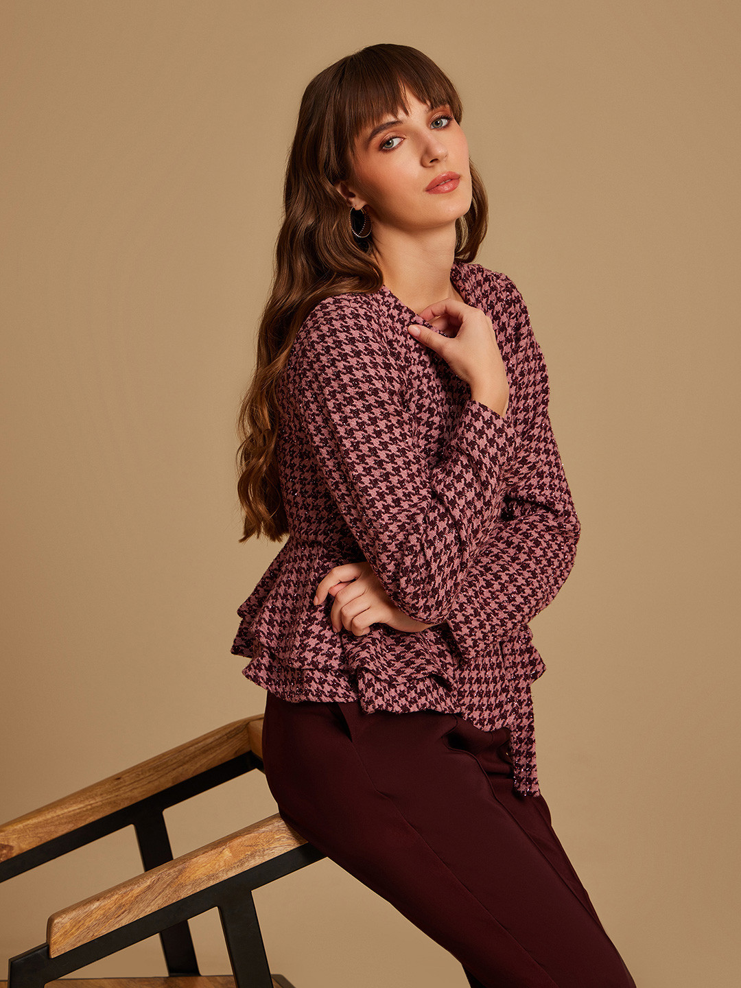 Kazo Checked Wrap Top