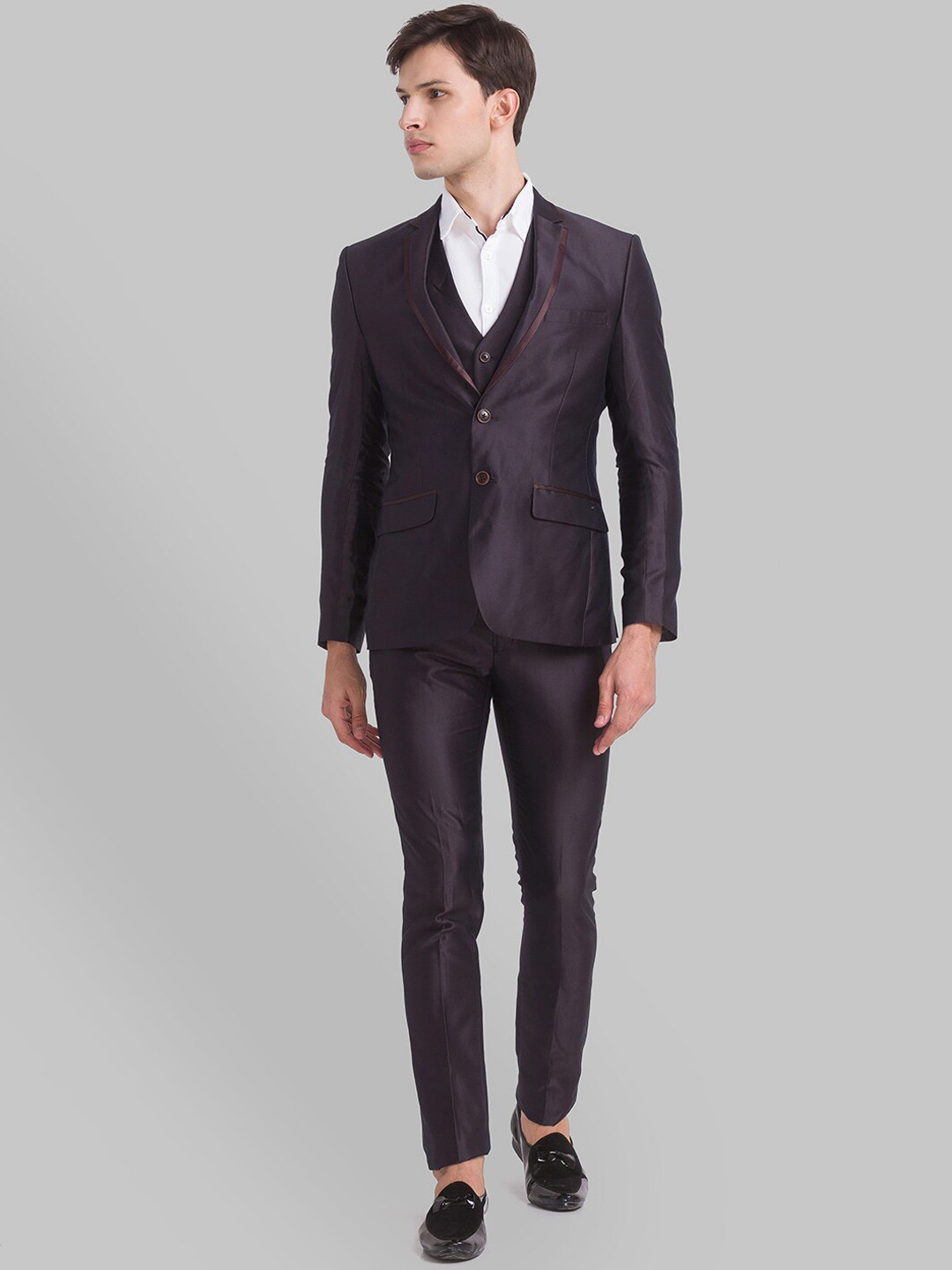 Parx Men Brown Solid Single-Breasted Two-Piece Formal Suit