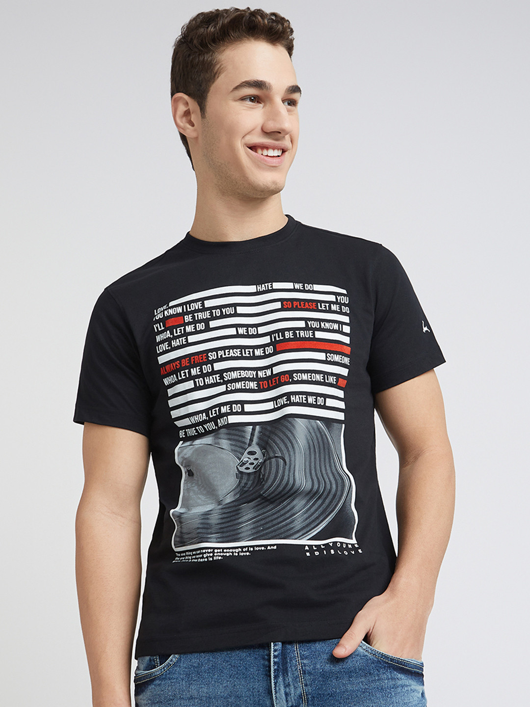 Parx Men Black & White Printed T-shirt