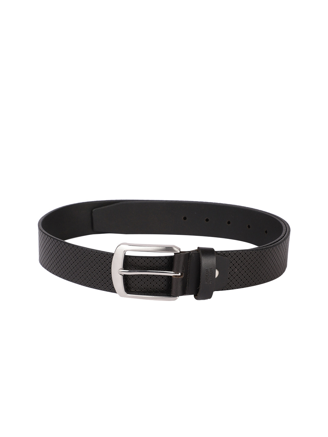 Indian Terrain Men Black Solid Leather Formal Belt