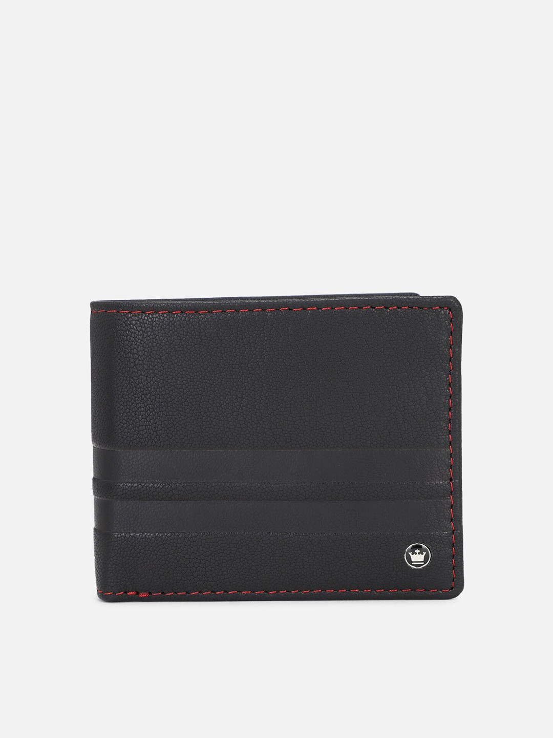 Louis Philippe Men Black Textured Leather Money Clip