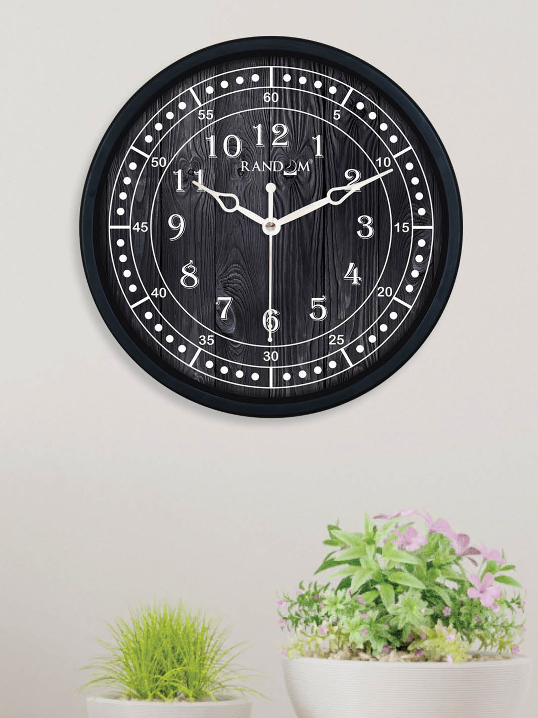 RANDOM Wall Cum Table Black Plastic Large Display Round Battery Analogue Wall Clock-20.3cm