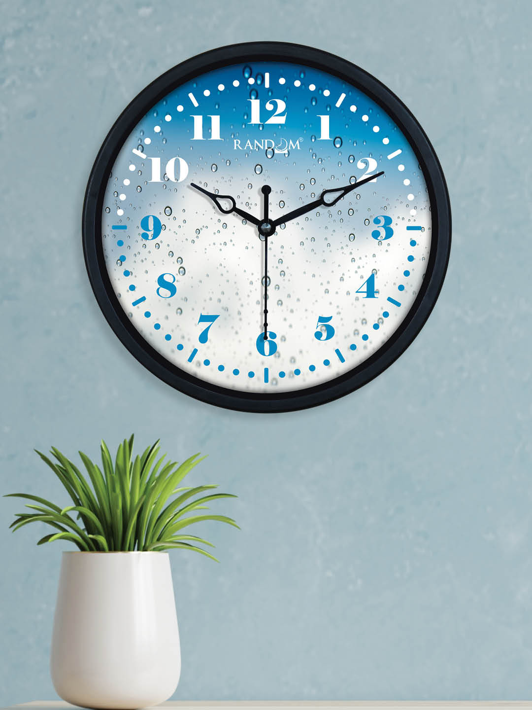 RANDOM White & Blue Printed Contemporary Wall Clock