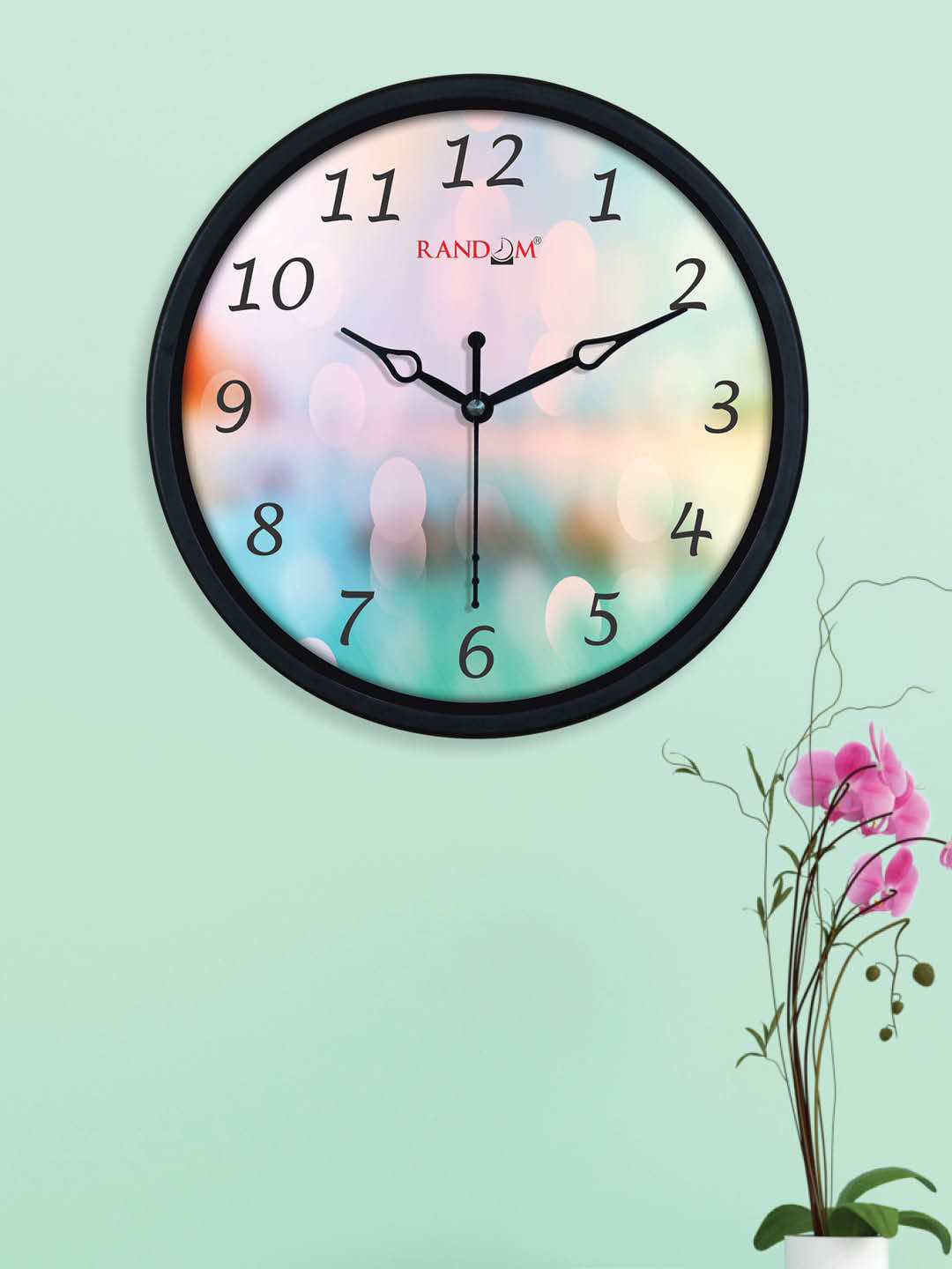 RANDOM Black & Blue Printed Traditional Wall Clock