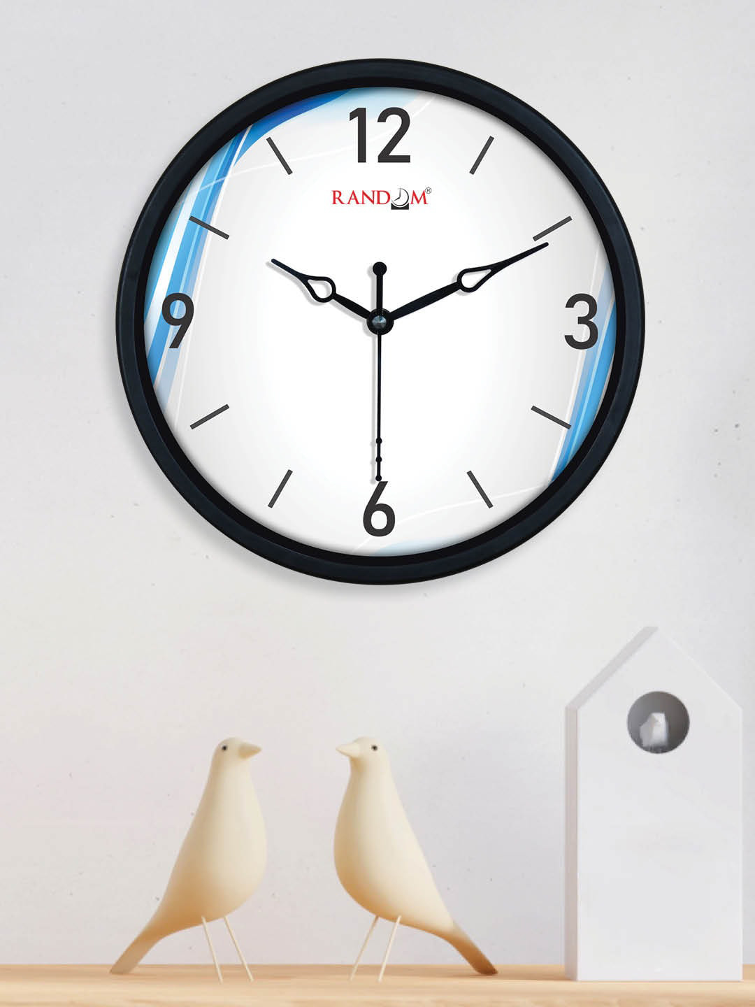 RANDOM White Plastic Large Display Round Battery Analogue Wall Clock-20.3cm
