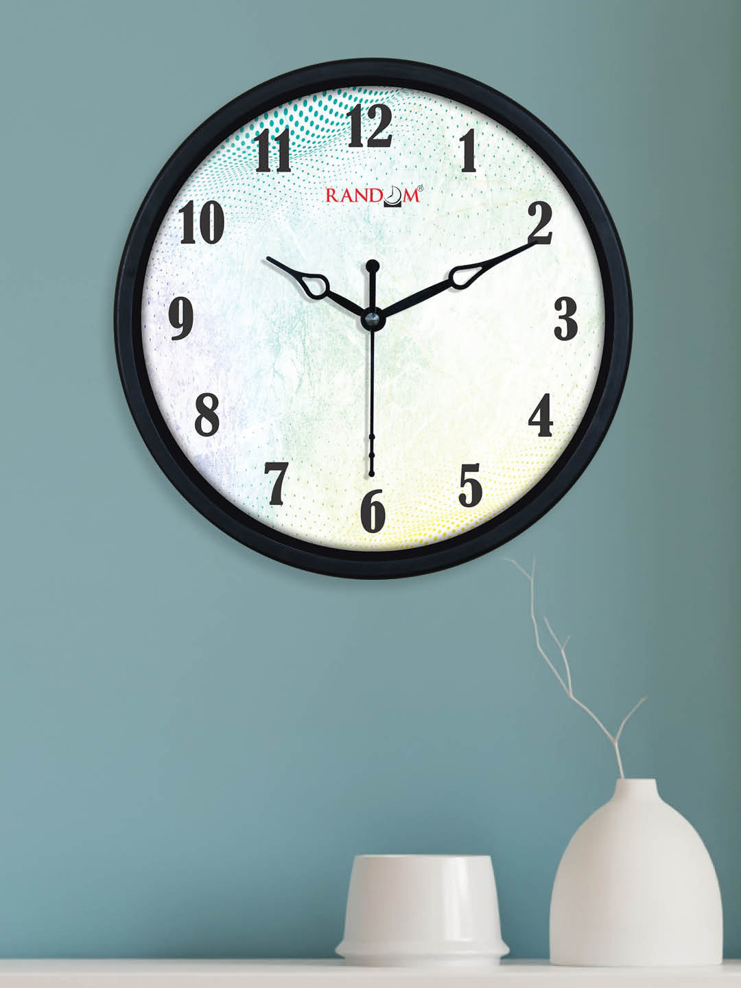 RANDOM Green & Blue Printed Contemporary Wall Clock