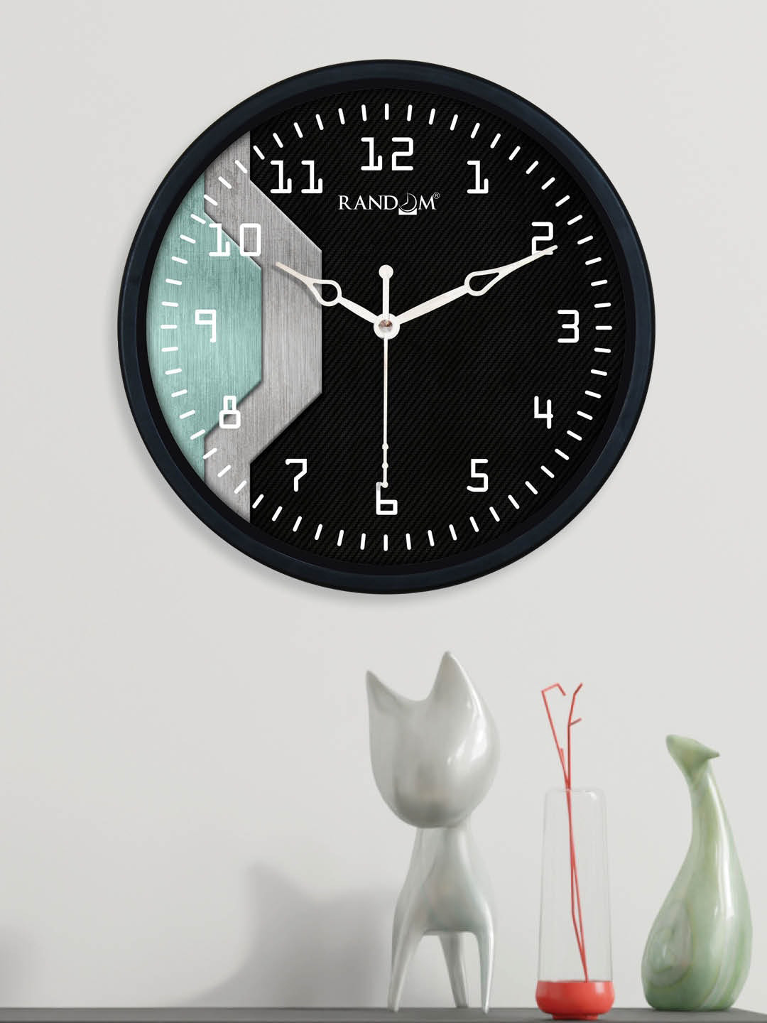 RANDOM Unisex Black Plastic Wall Clock