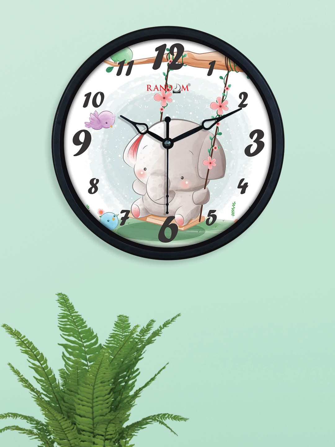 RANDOM Black Plastic Large Display Round Battery Analogue Wall Clock-20.3cm