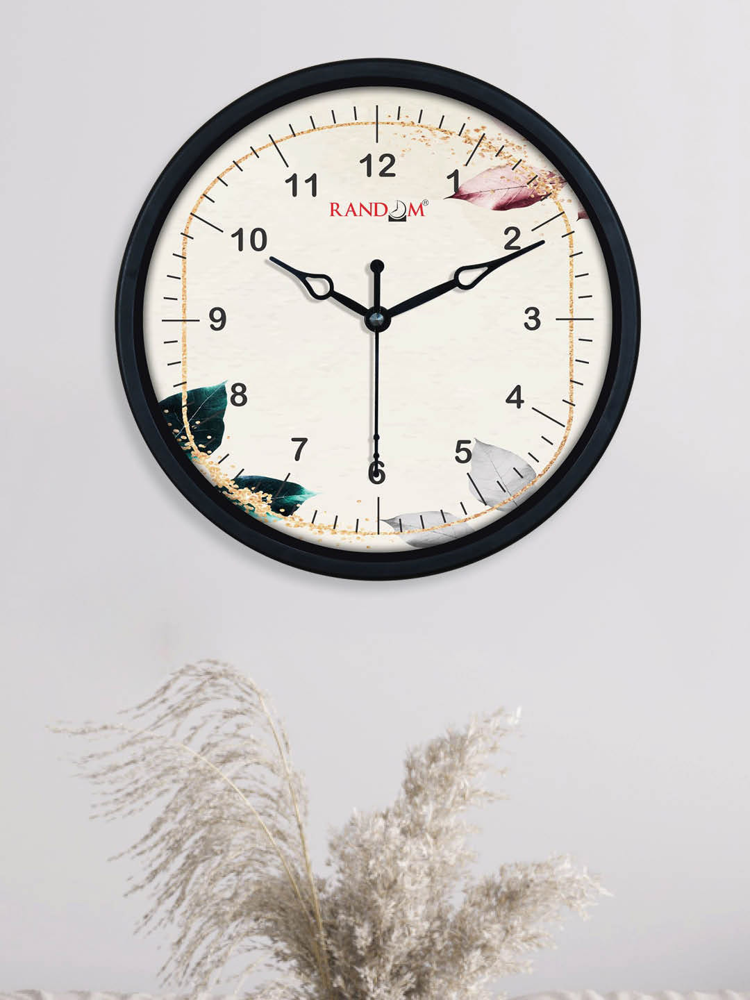 RANDOM Cream-Coloured & Black Printed Plastic Traditional Wall Clock