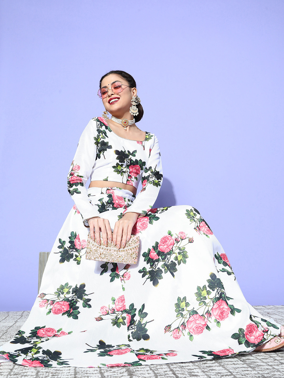 Shae by SASSAFRAS Beautiful White Floral Volume Control Skirt