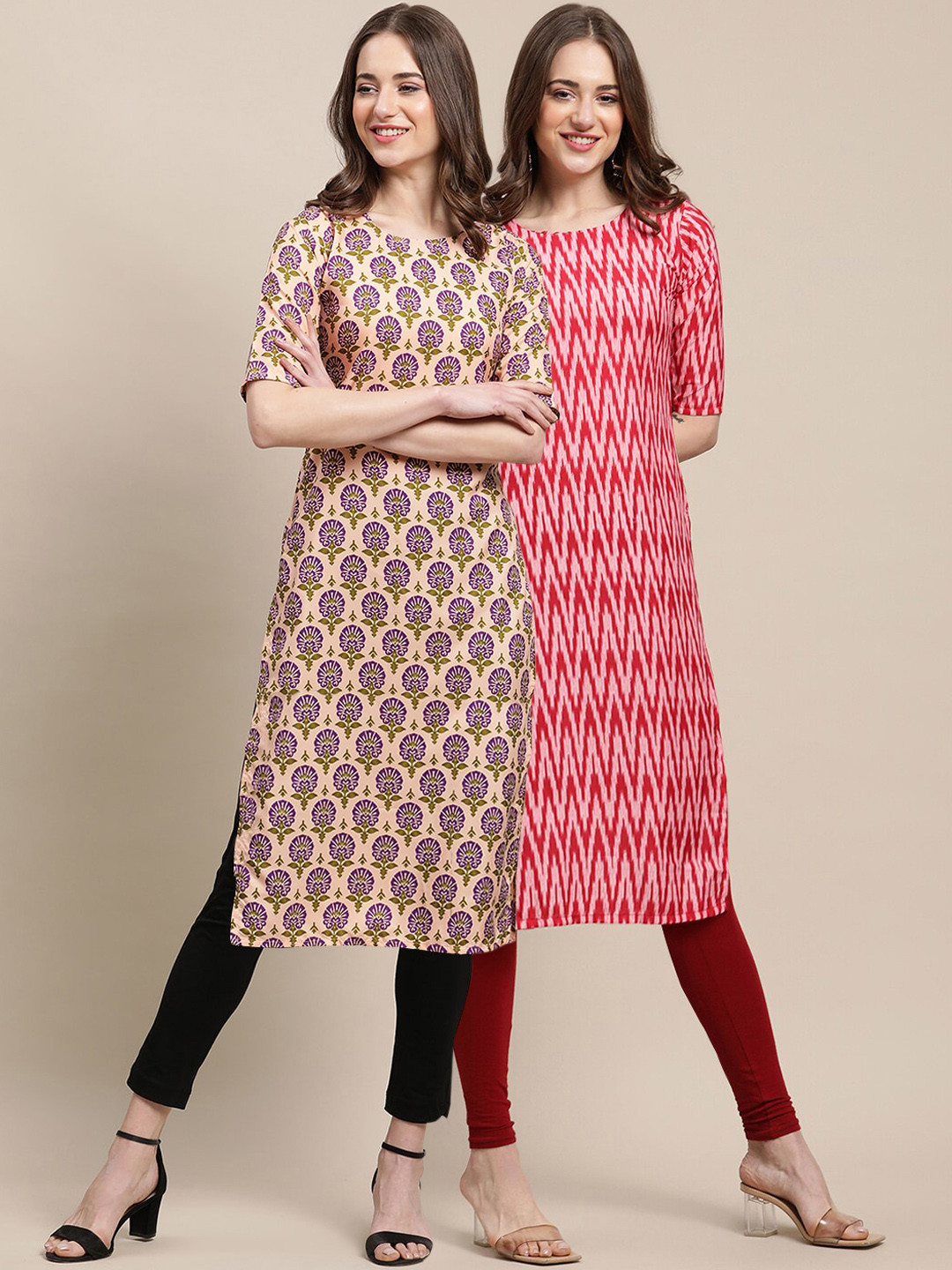7Threads Women Pack of 2 Crepe Kurta