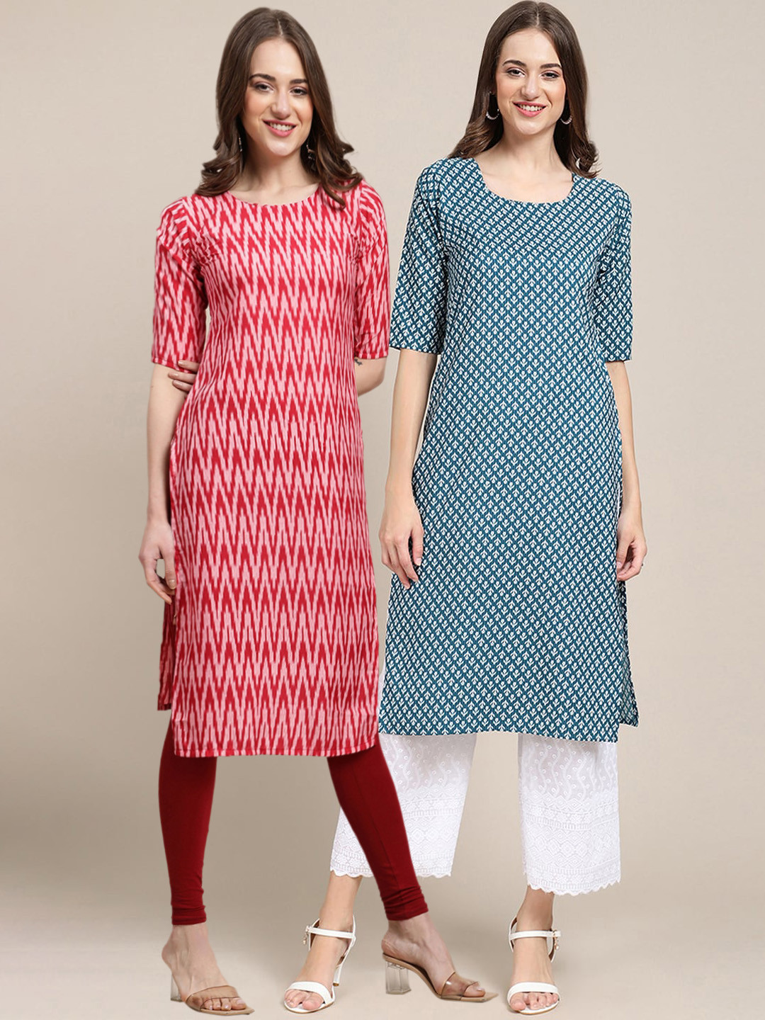 7Threads Women Multicoloured Summer Sheers Crepe Kurta