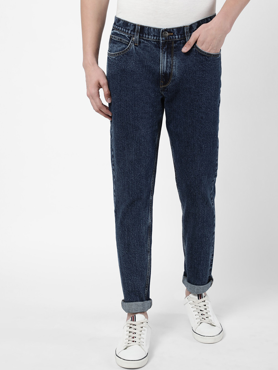 Lee Men Navy Blue Bruce Tapered Fit Stretchable Jeans