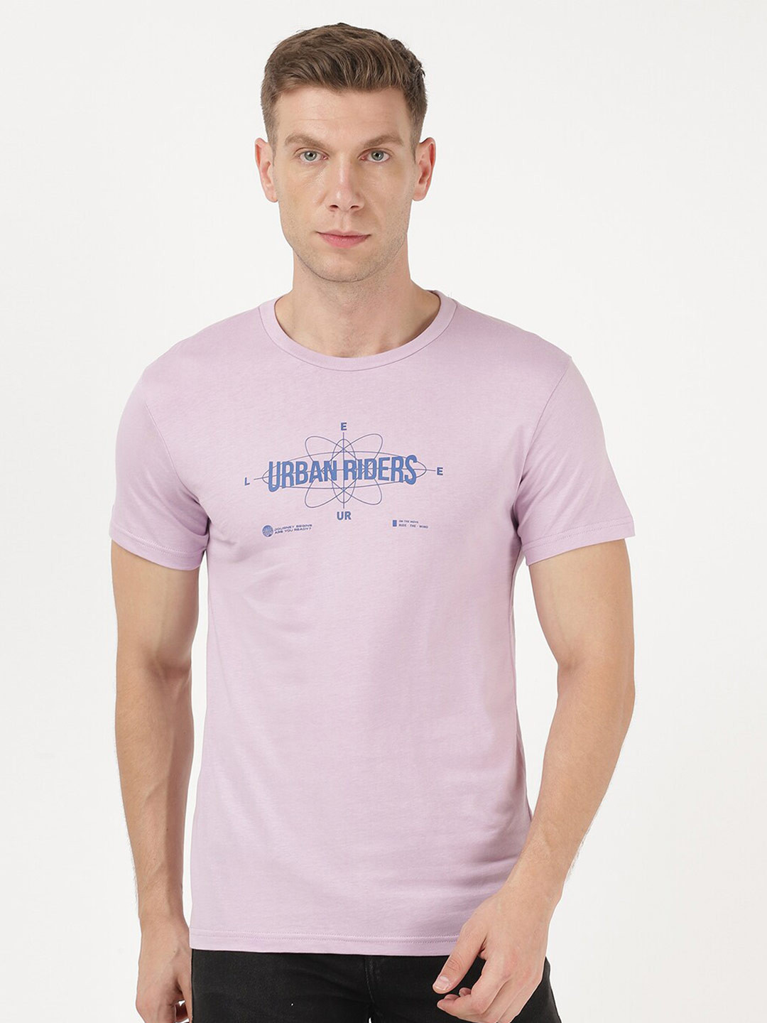 Lee Men Purple Typography Printed Slim Fit T-shirt