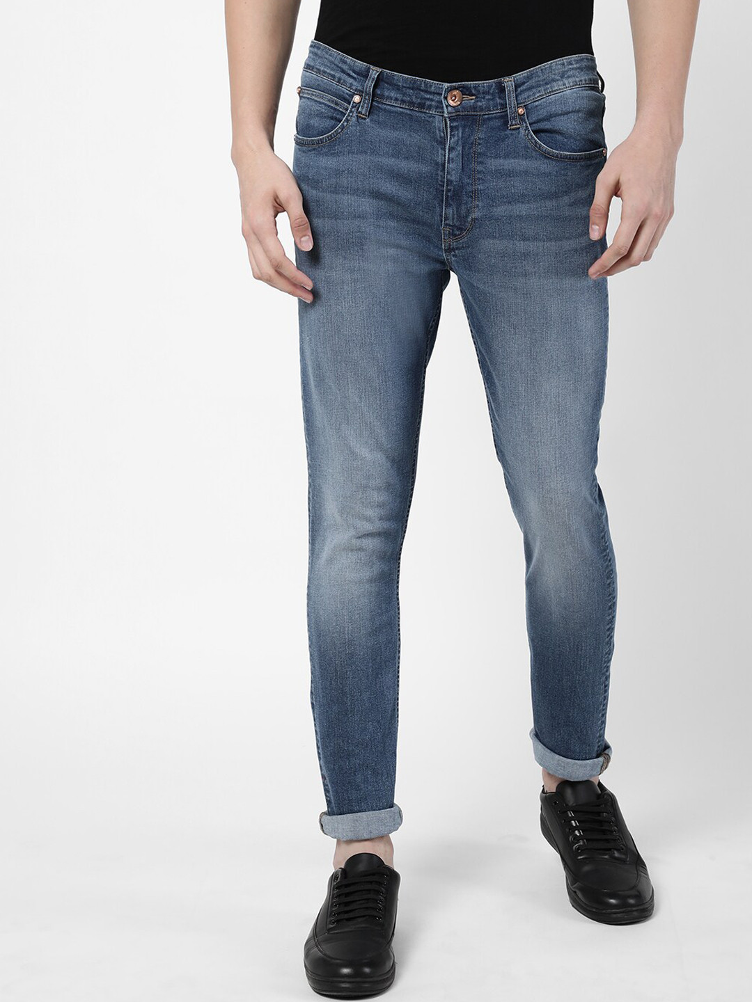 Lee Men Blue Bruce Skinny Fit Heavy Fade Stretchable Jeans