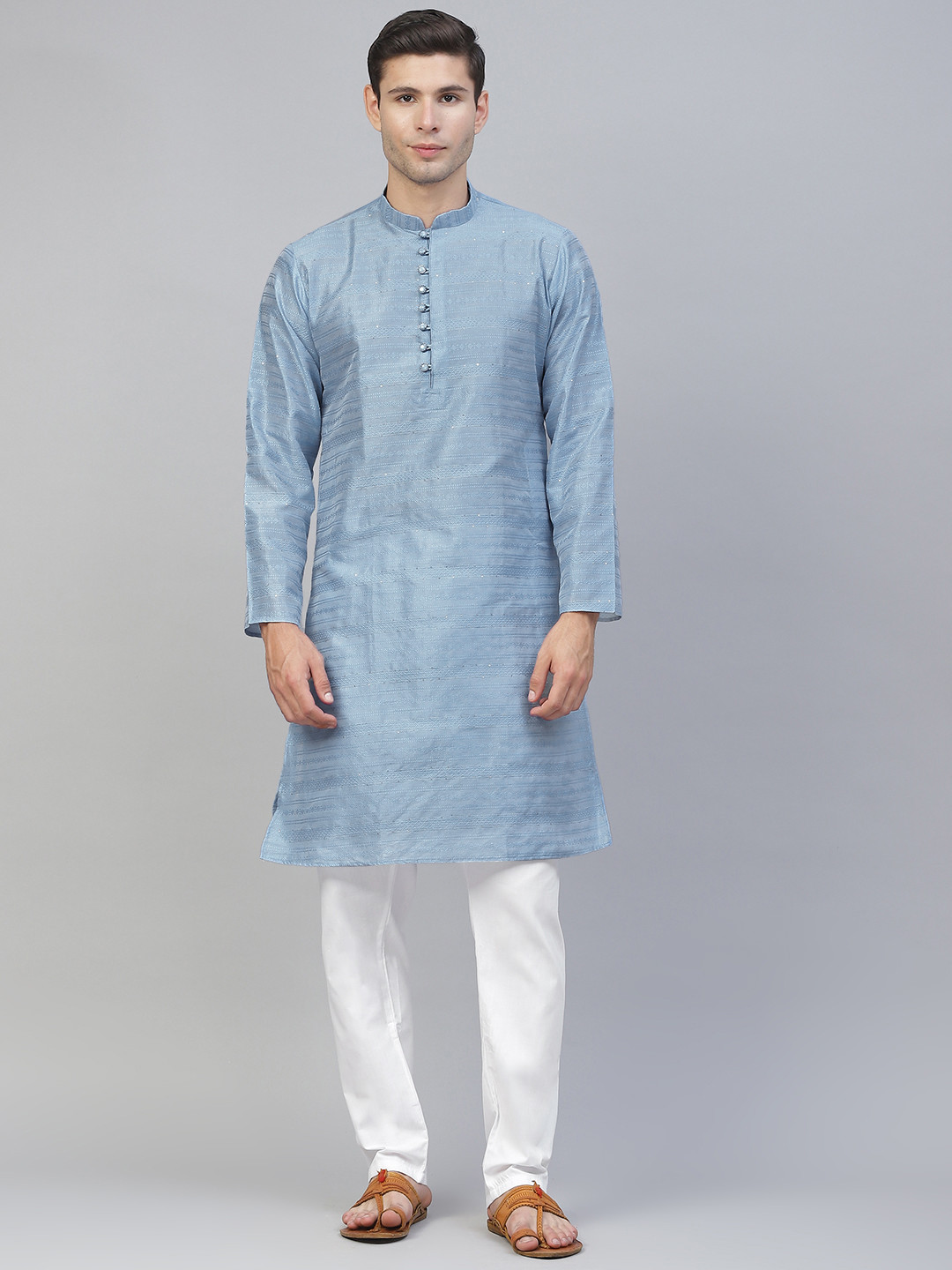 MANQ Men Blue Kurta with Pyjamas
