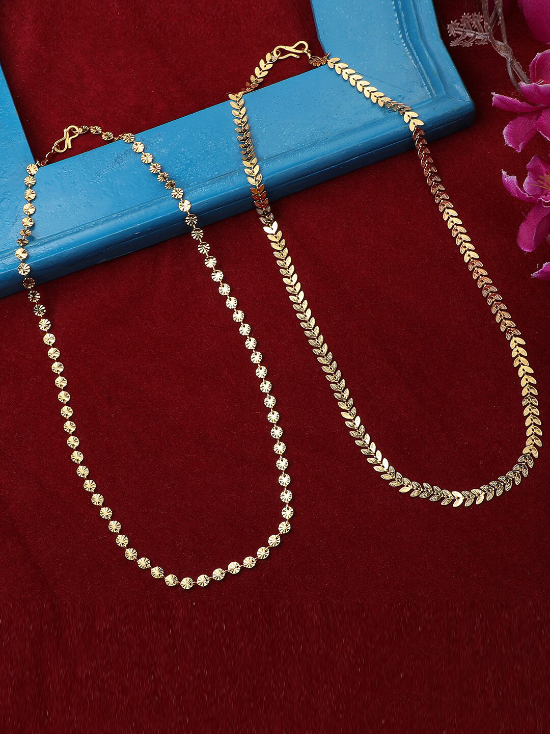 Bhana Fashion Set of 2 Gold-Toned Gold-Plated Chains