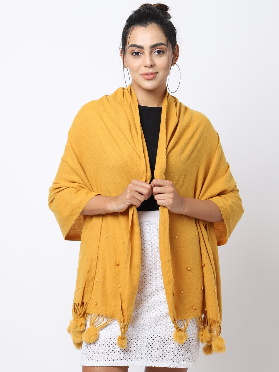 ELLIS Women Yellow Solid Muffler