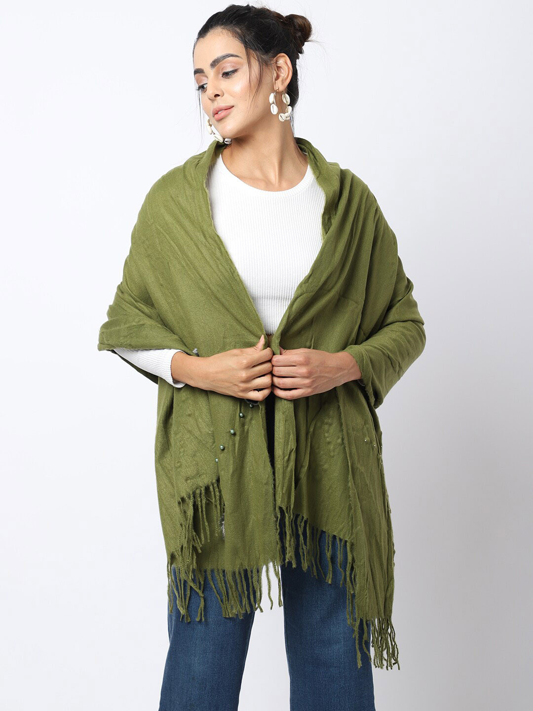 ELLIS Women Green Solid Muffler