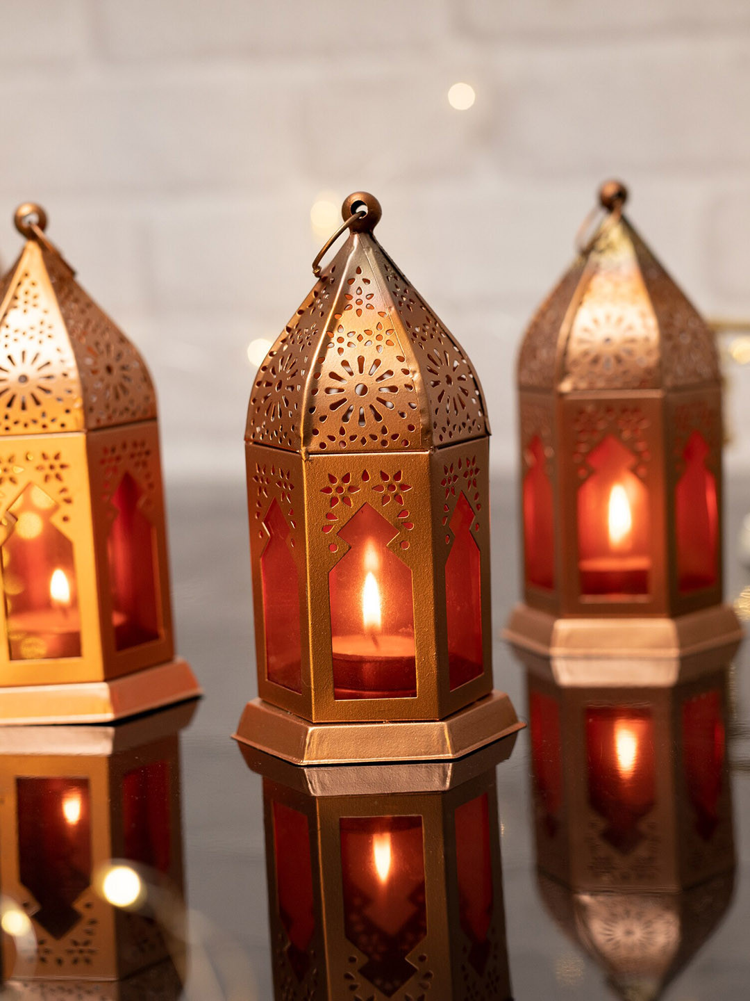 Homesake Set Of 4 Red Solid Candle Holders