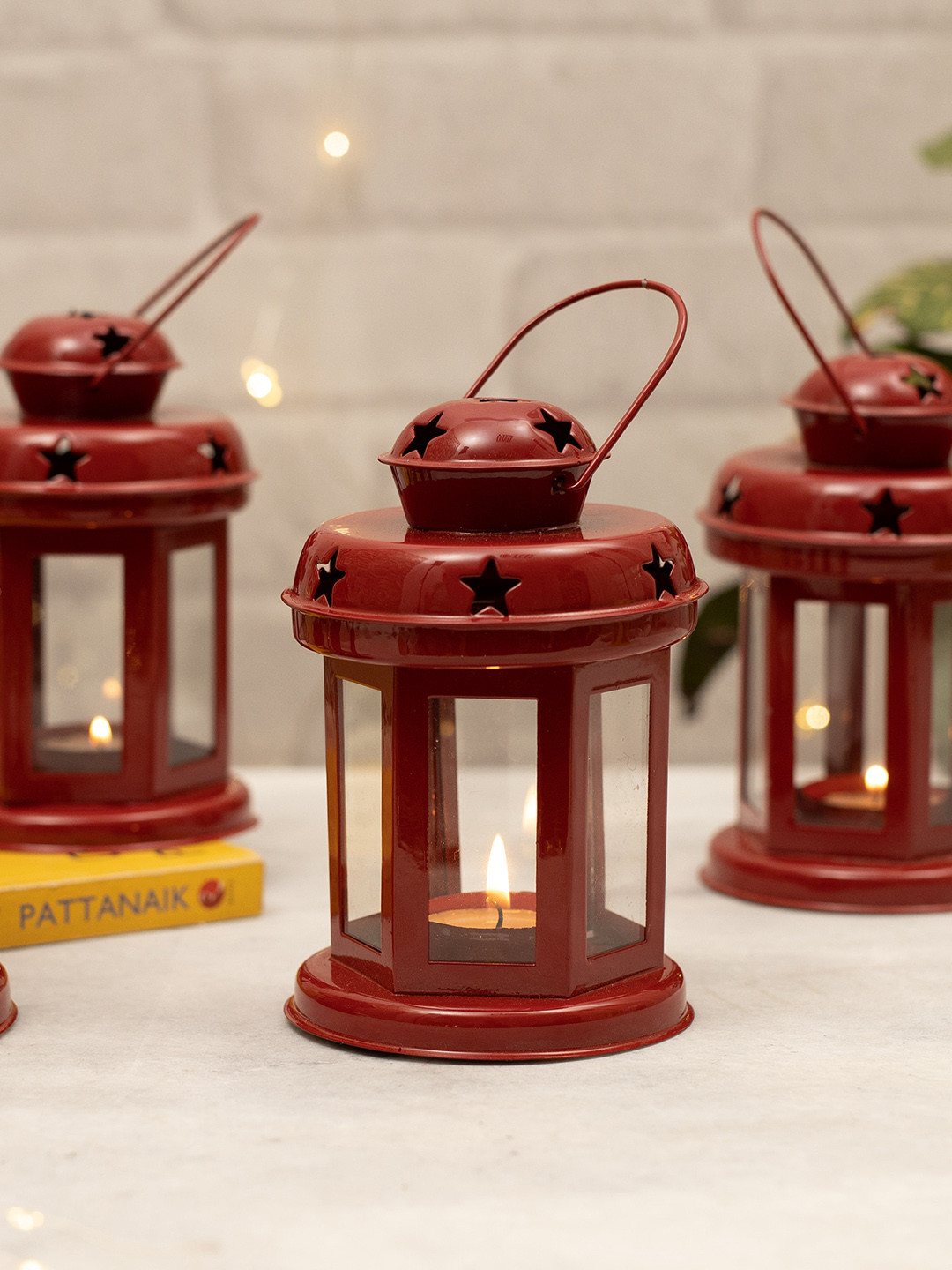 Homesake Red Solid Lantern Tea-Light Candle Holder
