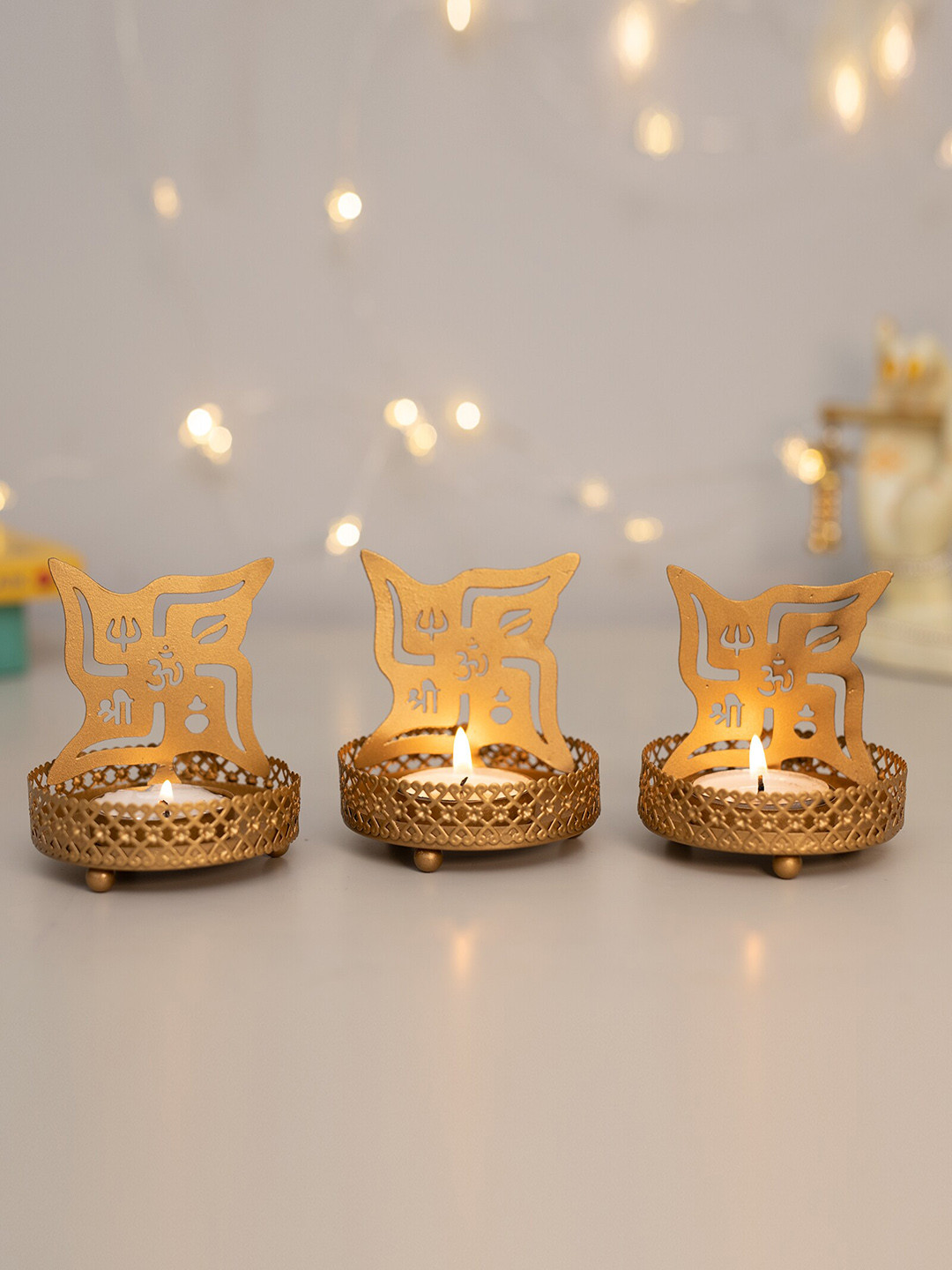 Homesake Set of 3 Gold-Toned Solid Tea-light Holders