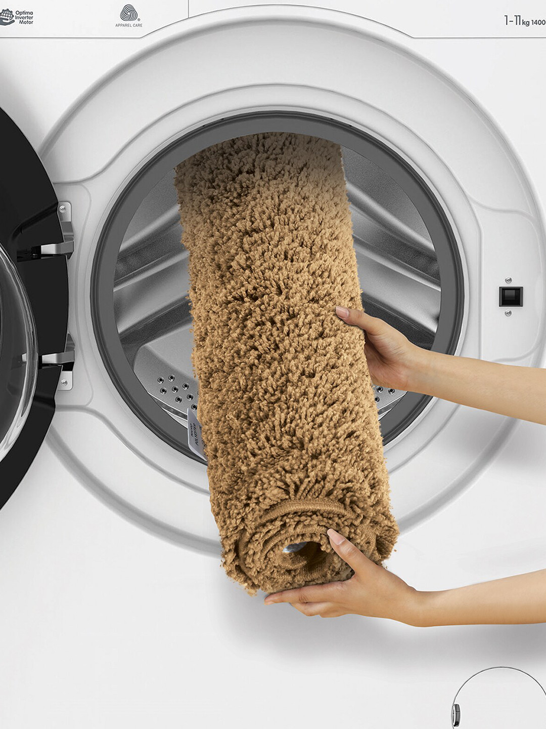 OBSESSIONS Camel Brown Solid 1400 GSM Anti-skid Bath Rugs