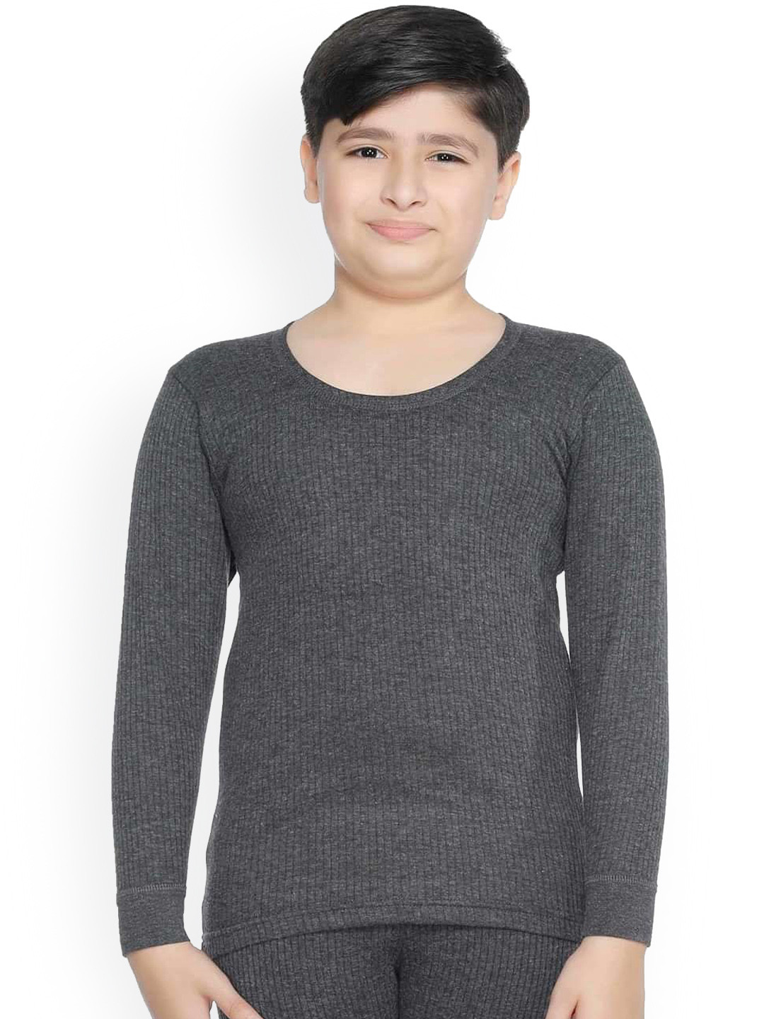 Bodycare Kids Boys Grey Solid Cotton Thermal Tops