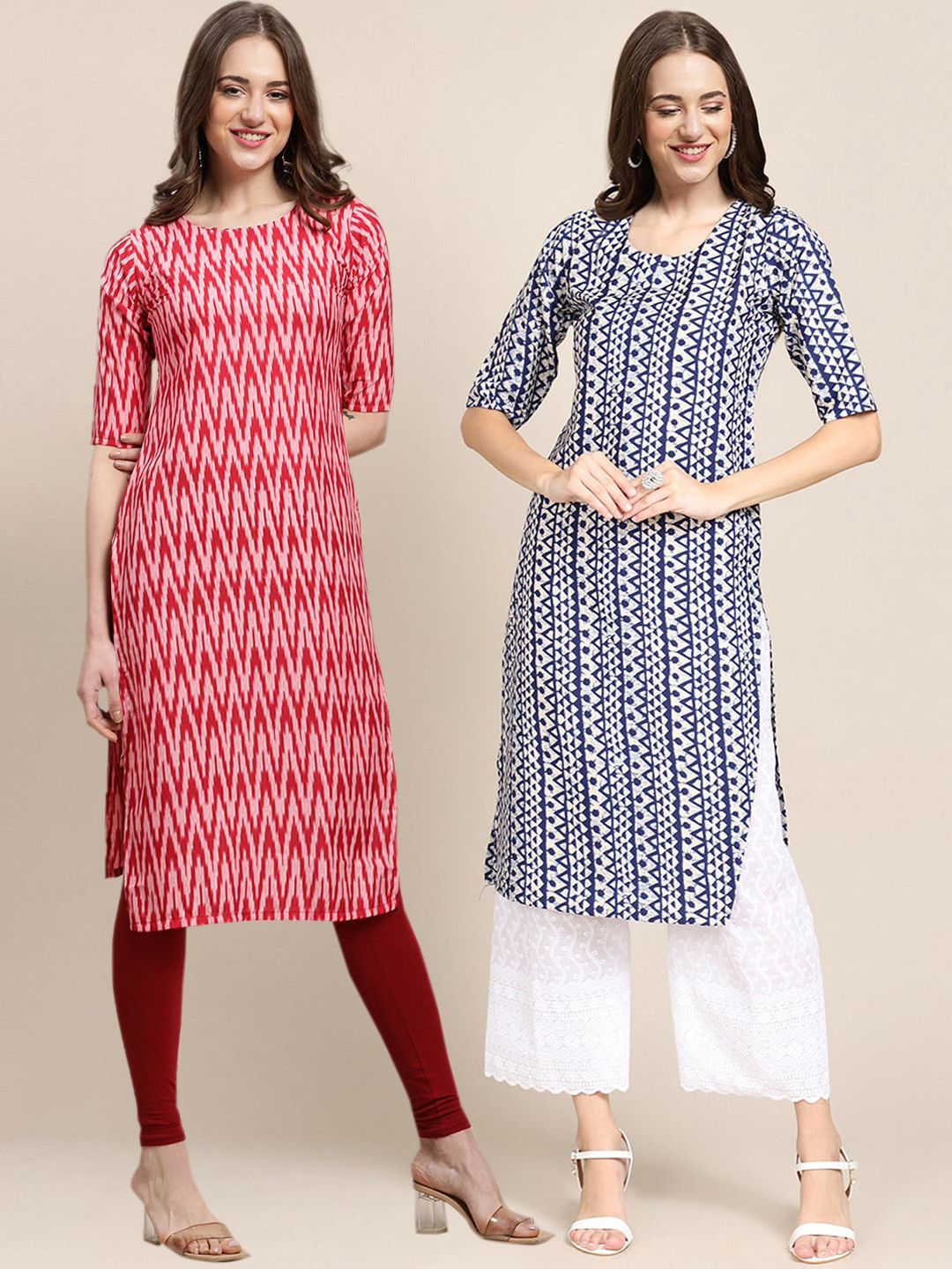 7Threads Women Pack of 2 Crepe Kurta