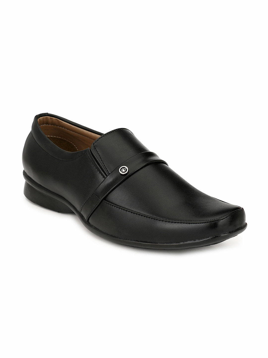 John Karsun Men Black Formal Slip-On Shoes