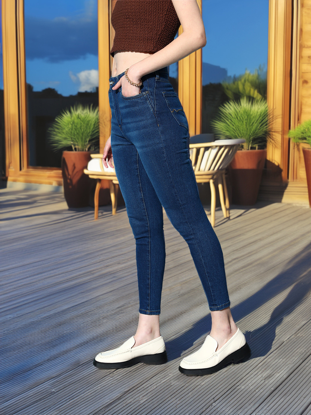 Mast & Harbour Women Classy Navy Blue  Skinny Fit    Jeans
