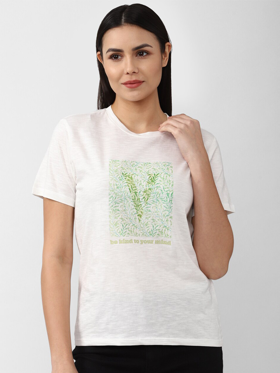 Van Heusen Woman Women White Typography Printed T-shirt