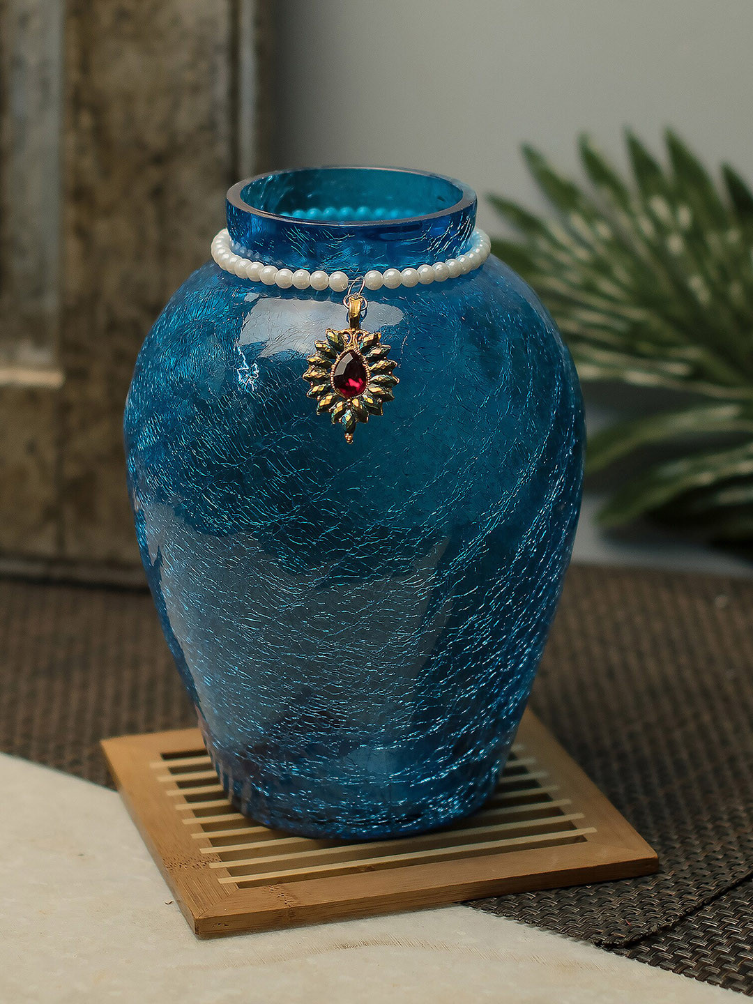 Homesake Blue Glass Crackle Planters