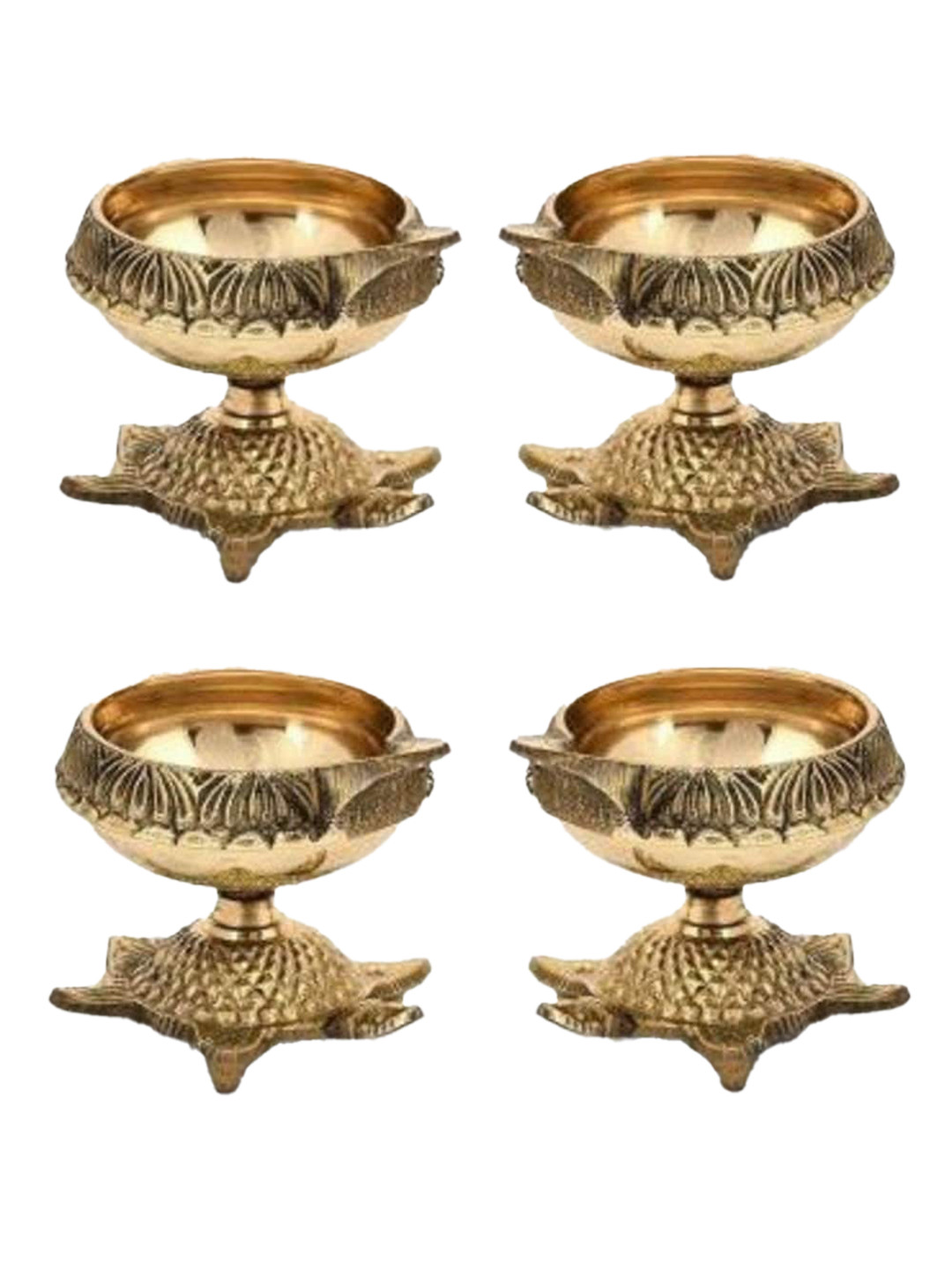 Fashion Bizz Set Of 4 Gold-Toned Kachua Diyas