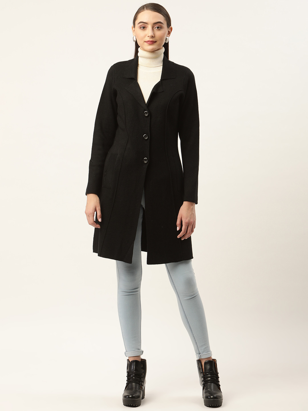 APSLEY Women Solid Longline Overcoat